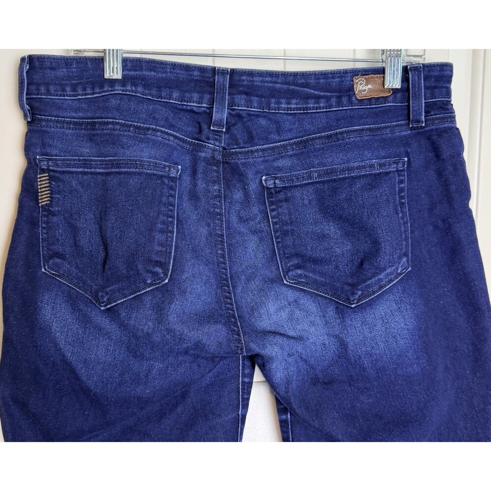 PAIGE Peg Skinny Jeans Blue Denim Size 31 Mid Rise Stretch Dark Wash Pucker PICS
